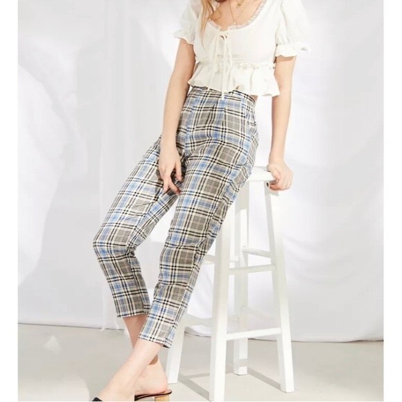 Urban Renewal Remnants High-Rise Plaid Cropped Pant Small - Picture 1 of 14